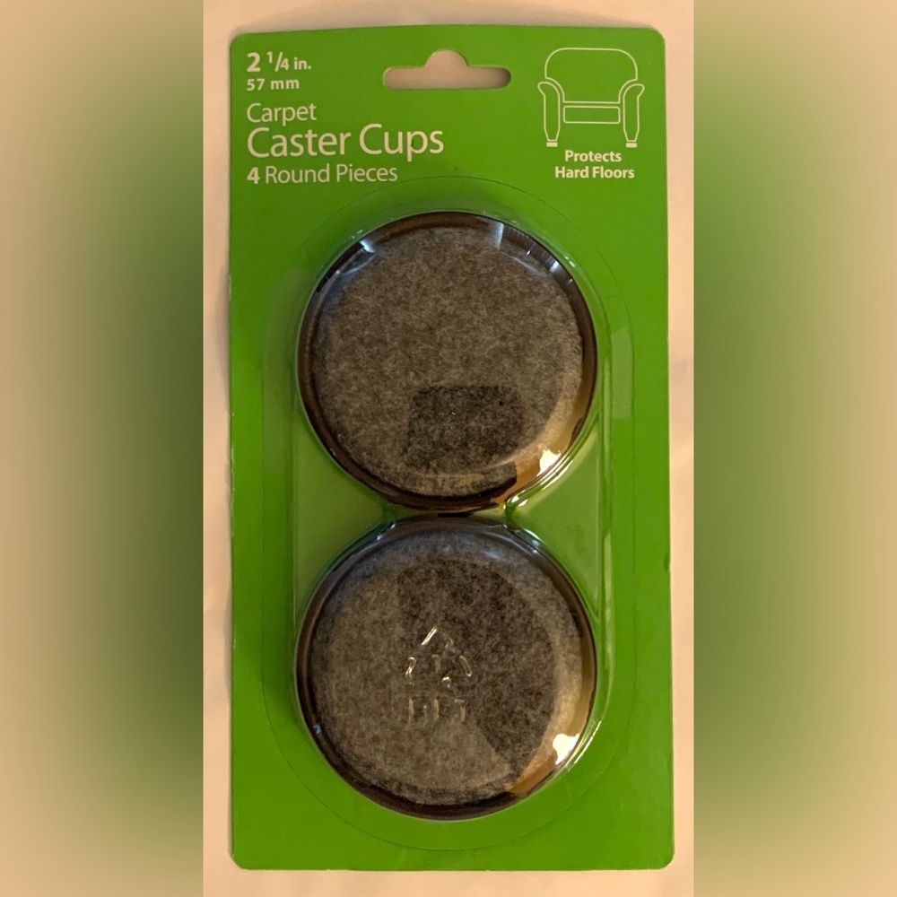 💥BOGO // 2.25-inch Carpet Bottom Caster Cups (4 pieces, round, gray/black)